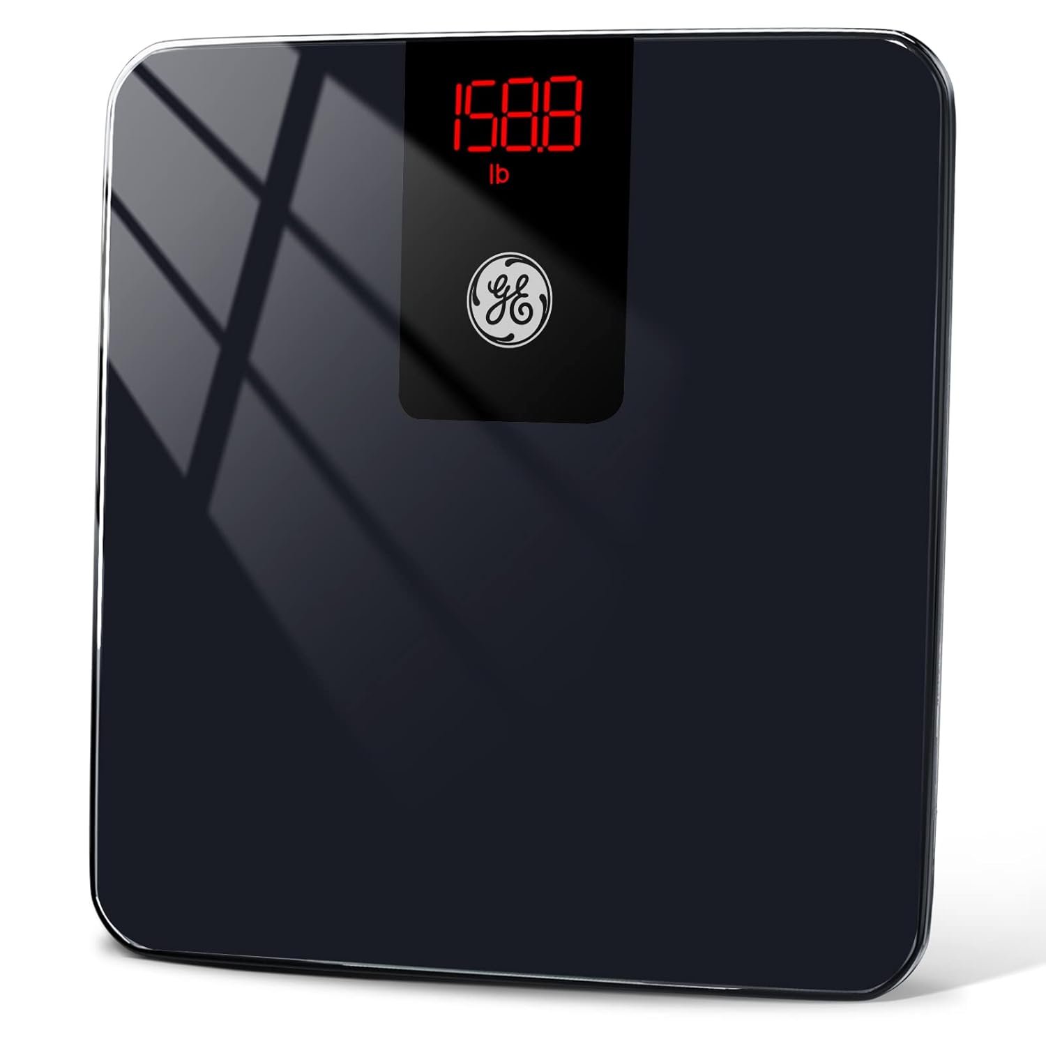 GE Digital Bathroom Scale for Weight, Smart Bluetooth Body Weight and BMI, Electronic Black Weighing Scale for Bath Home, Accurate 400lb Capacity