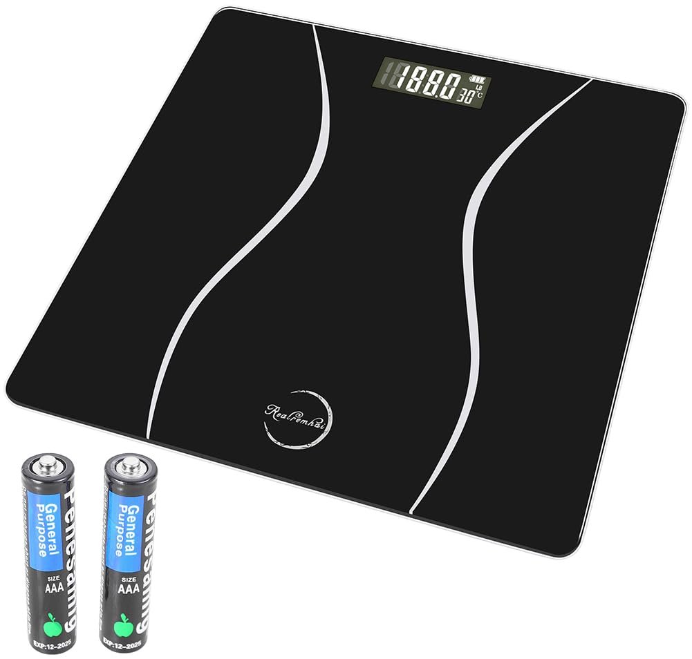 Scale for Body Weight, Digital, Accurate, Sleek, Black and Durable for Home Use