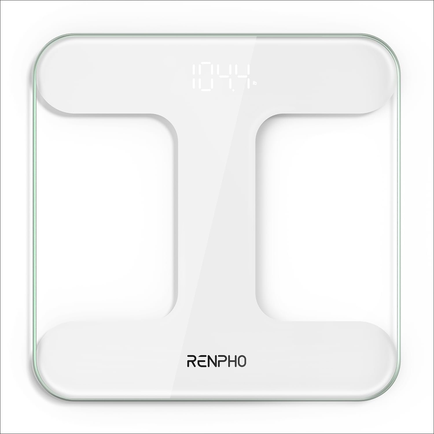 RENPHO Digital Scale, Bathroom Scale for Body Weight, Highly Accurate Weighing Machine with Transparent Tempered Glass, Clear LED Display, Upgraded Batteries Included, 400 lb, White