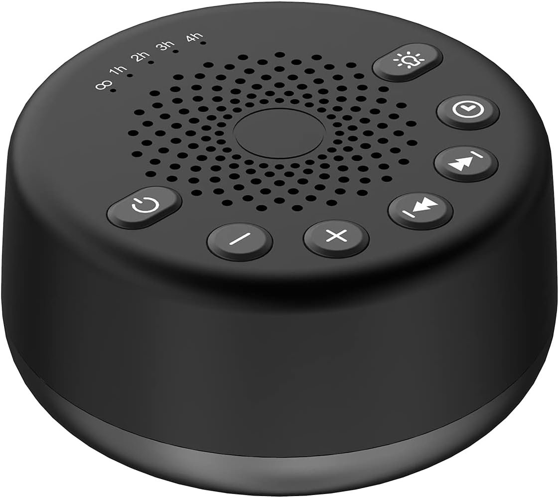 Easysleep Sound White Noise Machine with 25 Soothing Sounds and Memory Function 32 Levels of Volume and 5 Sleep Timer Powered by AC or USB for Sleeping Relaxation (Black-No Light)