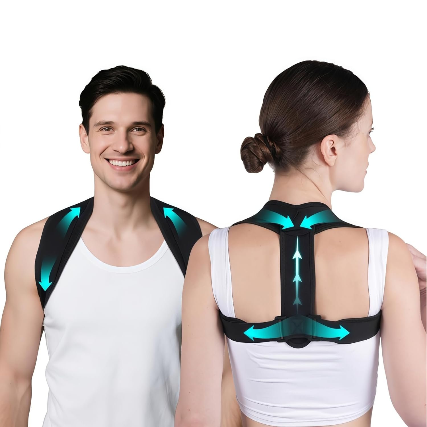 Posture Corrector for Women & Men – Adjustable Upper Back Brace Straightener Suitable for Lumbar, Shoulder, Neck, Scoliosis, Providing Comfortable Elastic Support and Pain Relief