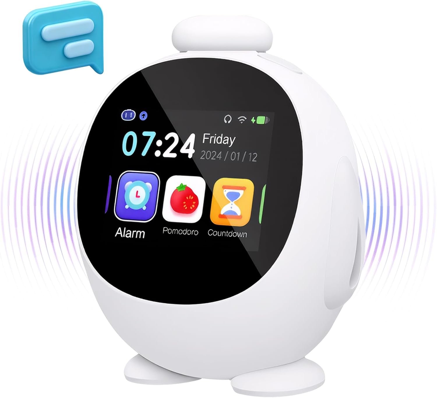 Smart Alarm Clock for Kids with AI Voice & Time Management, Sleep Trainer with 12 White Noise Sounds, Ok to Wake Night Light, Toddler Clock for Bedroom, Fun Educational Children Gift
