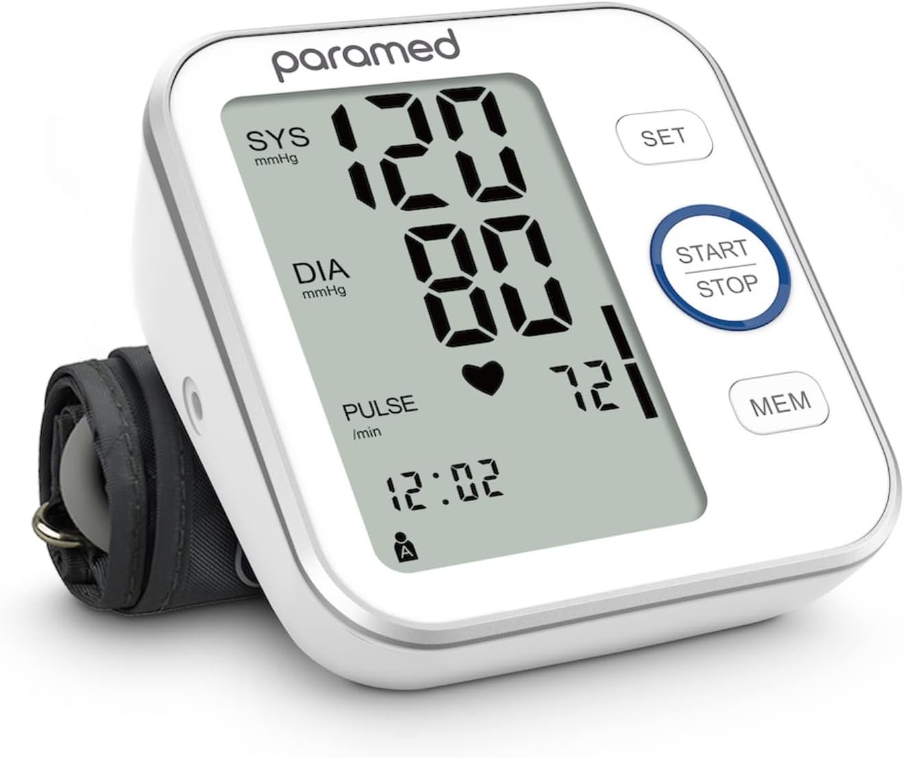 Paramed Blood Pressure Monitor – Bp Machine – Automatic Upper Arm Blood Pressure Cuff 8.7-16.5 inches – Large LCD Display 120 Sets Memory – Device Bag & Batteries Included