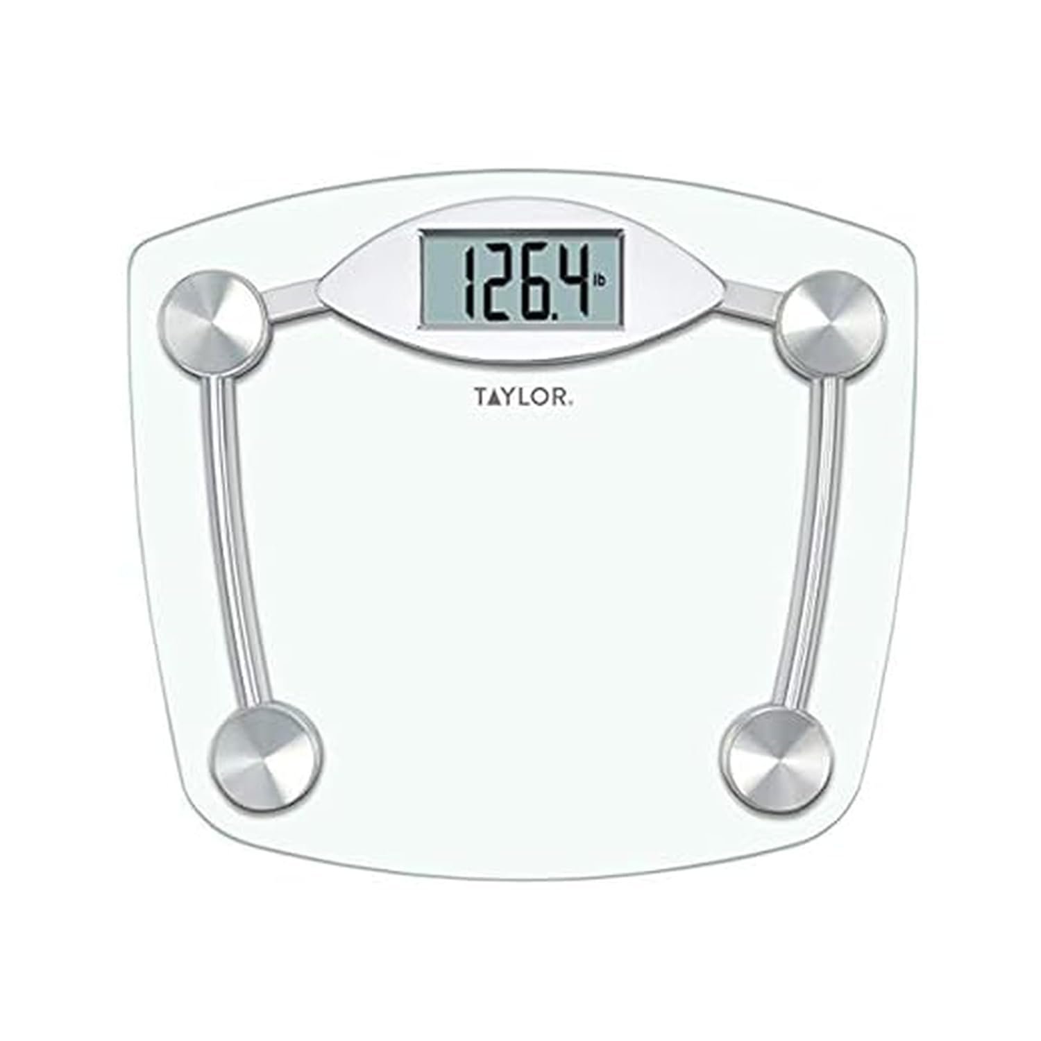 Taylor Digital Bathroom Scale, Body Weight Scale, Instant On and Off, 400 lb Capacity, Sturdy Clear Glass with Chrome-Finish Base