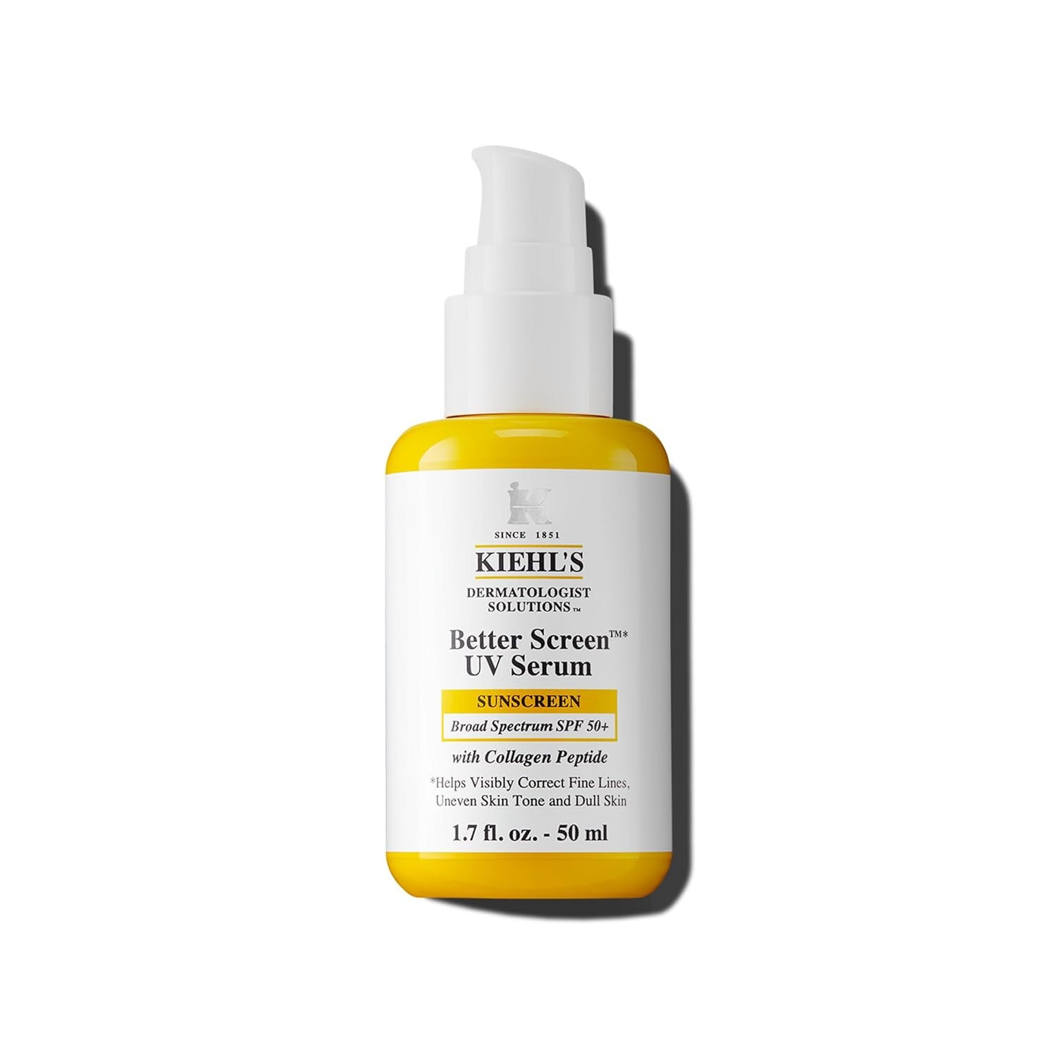 Kiehl’s Better Screen UV Serum SPF 50+, Invisible Facial Sunscreen with Collagen Peptide, UV Filters to Shield UVA & UVB, Helps Correct Visible Signs of Aging, Boosts Skin Radiance