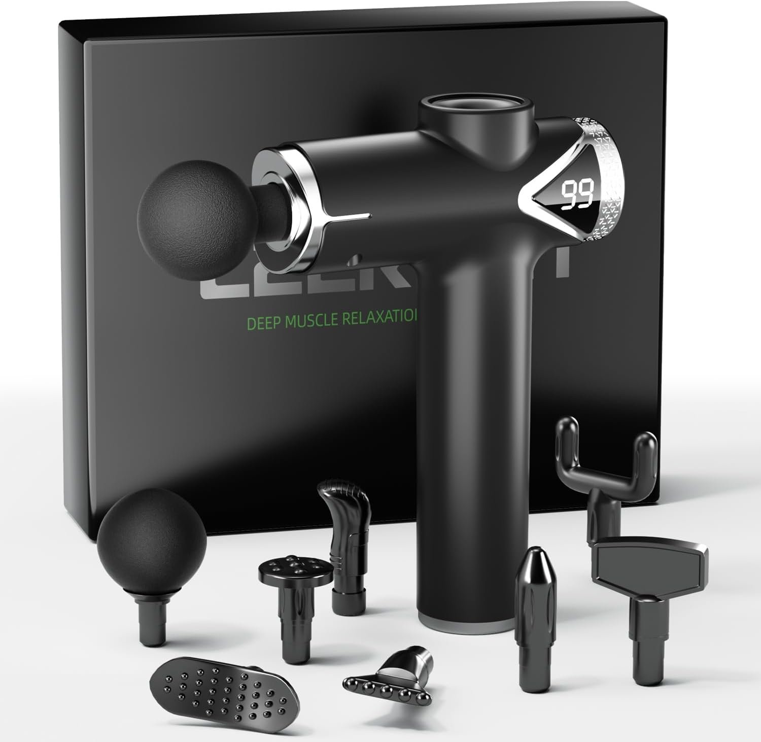 Massage Gun Deep Tissue, Muscle Massage Gun Portable Percussion Massager with 6 Speeds & 8 Attachments for Pain Relief, Gift for Men Women, Black