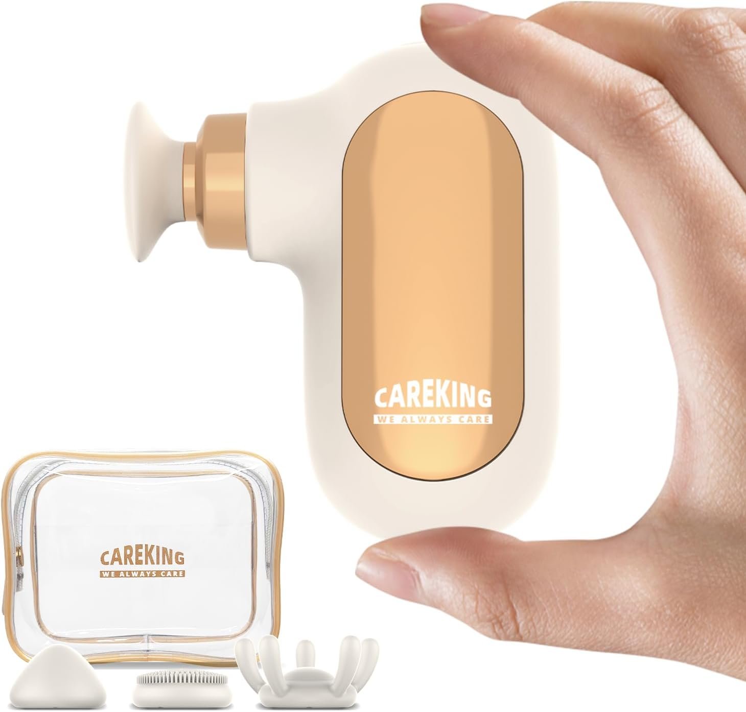 CAREKING Mini Massage Gun Travel Size, Powerful Small Massage Gun Deep Tissue for Pain Relief, Muscle Massager for Neck Shoulder Thigh Scalp Quiet Pocket Massager with Carry Case