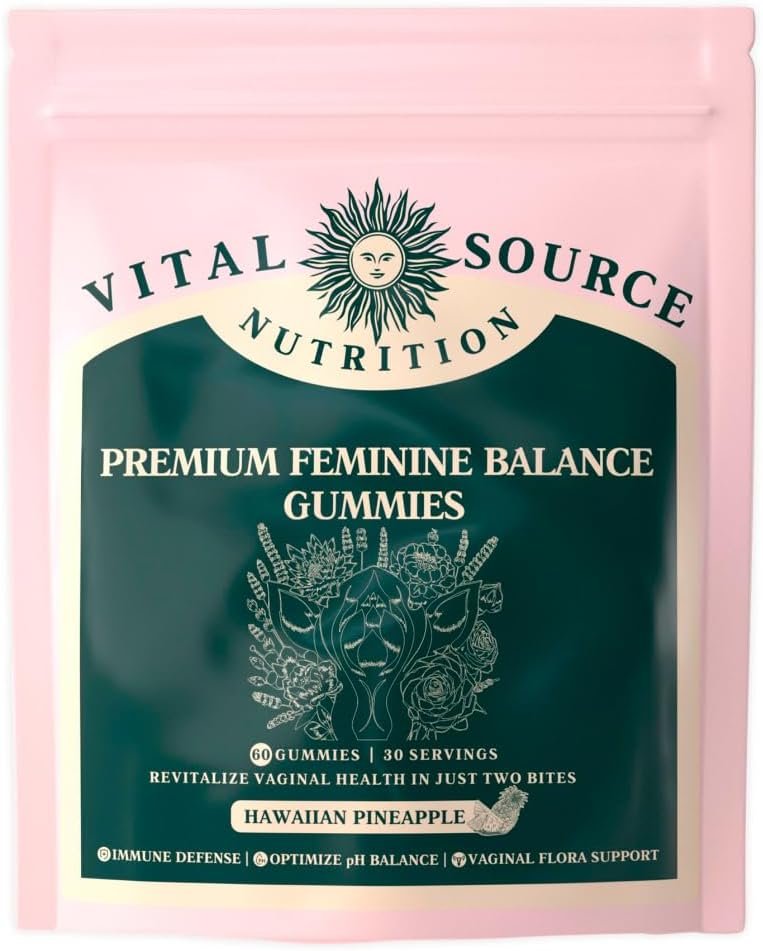 Vital Source Nutrition – Premium Feminine Balance Gummies – for Women’s Health & Wellness – Immune Support – Vegan, Gluten-Free – Hawaiian Pineapple – 60 Gummies – 30 Servings