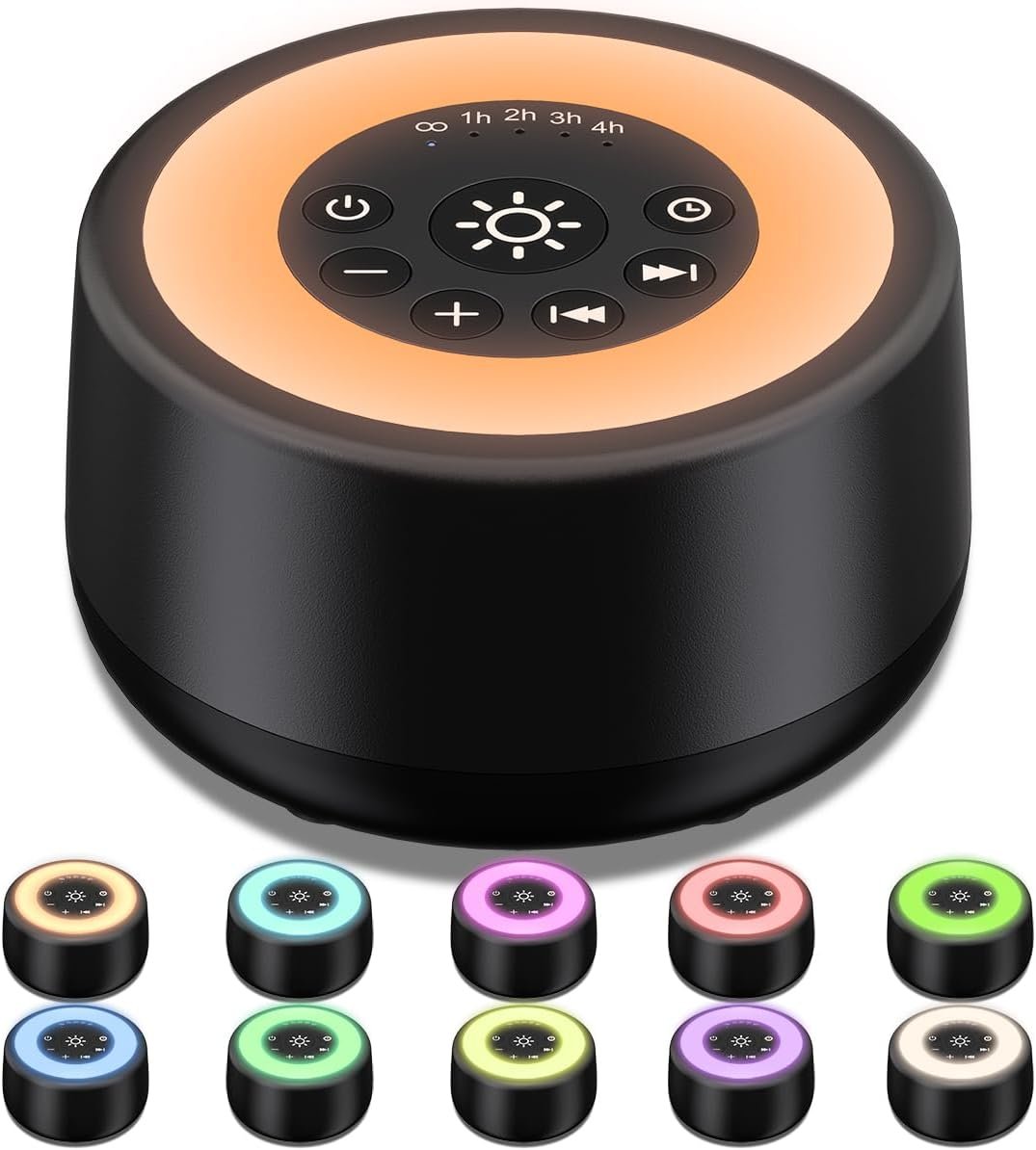 Sleepbox Sound White Noise Machine with 25 Soothing Sounds 10 Colors Warm Night Light 4 Brightness Levels 32 Volume Levels 5 Timer and Memory Function Perfect for Kids Adults Seniors Sleeping Black