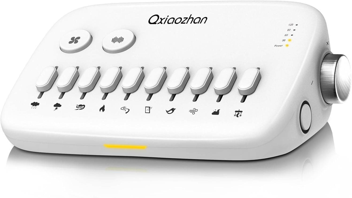 Qxiaozhan White Noise Sound Machine for Sleep with Slider Rail Button for DIY, Rechargeable & Adjustable Volume Sound Machine with 30 Soothing Sounds & Timers for Travel,Insomnia,Adults (Sleek White)