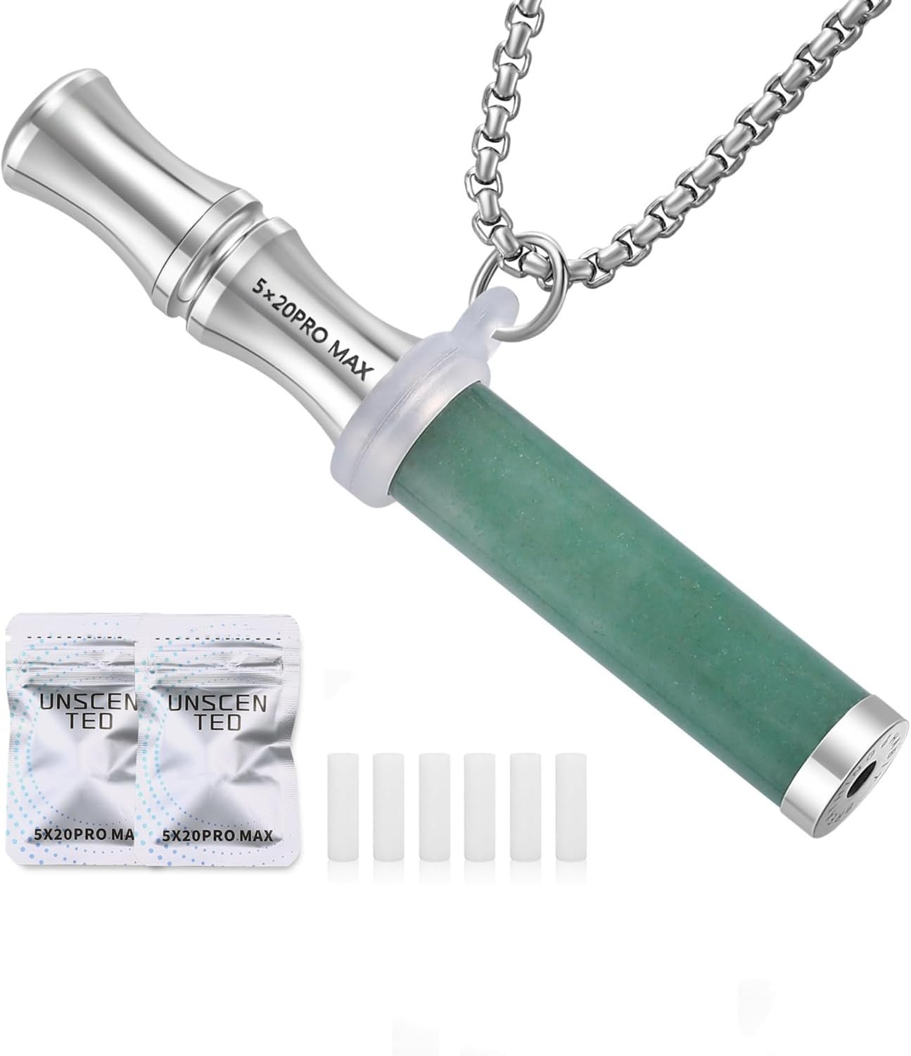 Nobelook Natural Stone Breathing Necklace with Filter, Portable Meditation Pendant, Relaxation & Mindfulness Jewelry, Non-Electric Breathing Tool, Wellness Necklace for Adults