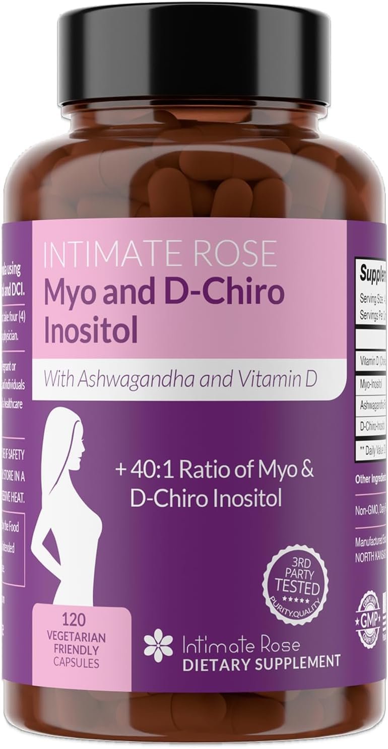 Intimate Rose Myo-Inositol & D-Chiro Inositol Supplement for Women – Hormone Balance & Ovarian Support for Women – Ideal 40:1 Ratio, Vitamin D3 + Ashwagandha