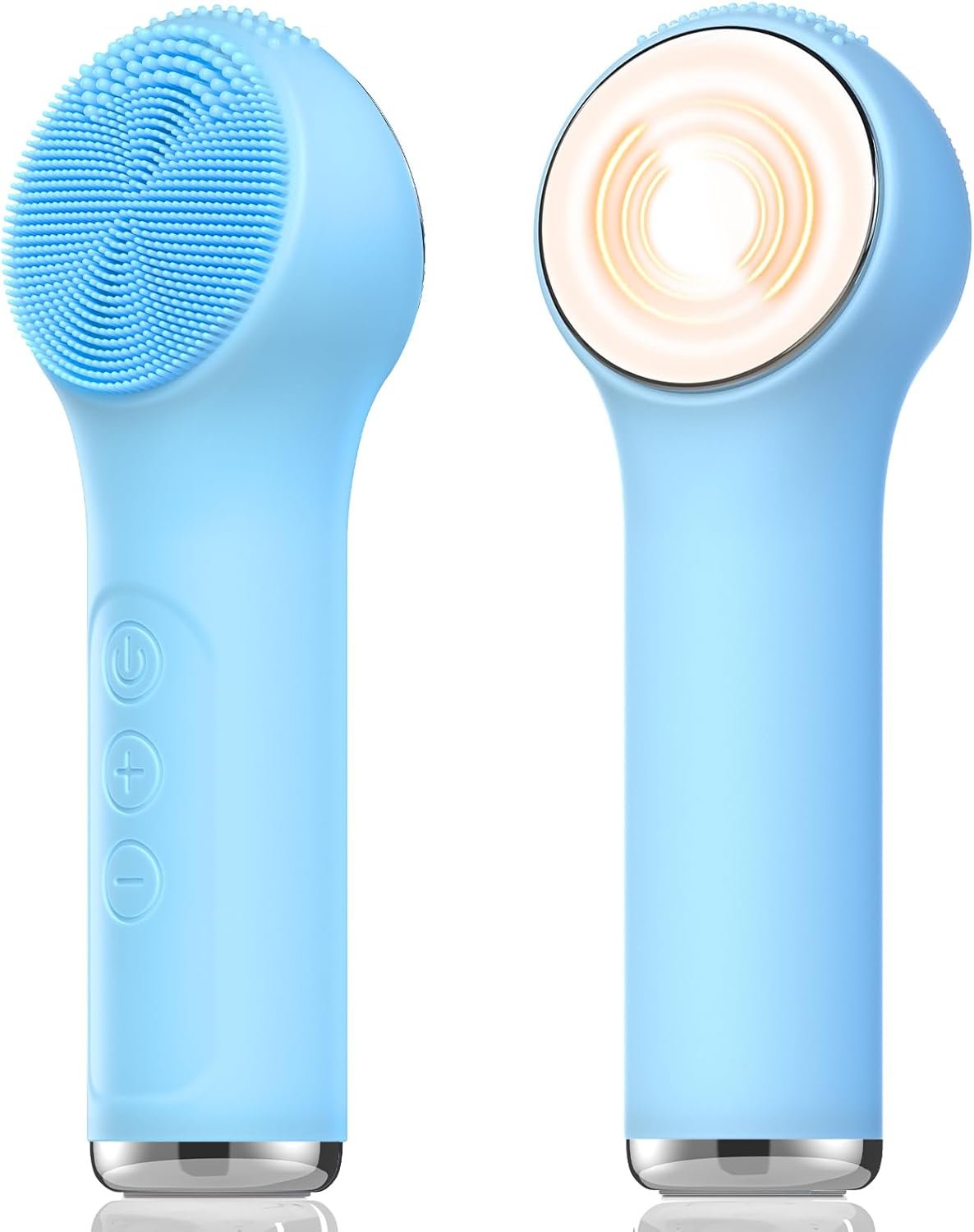 Silicone Facial Cleansing Brush, Portable Electric Face Scrubber with Heat and Vibration, 3 Modes Adjustable, Waterproof IPX6, USB-C Rechargeable, Deep Cleansing, Exfoliating and Massage