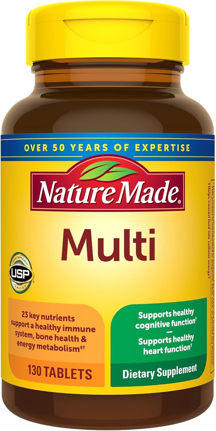 Nature Made Multivitamin Tablets with Vitamin D3 and Iron, 130 Count for Daily Nutritional Support