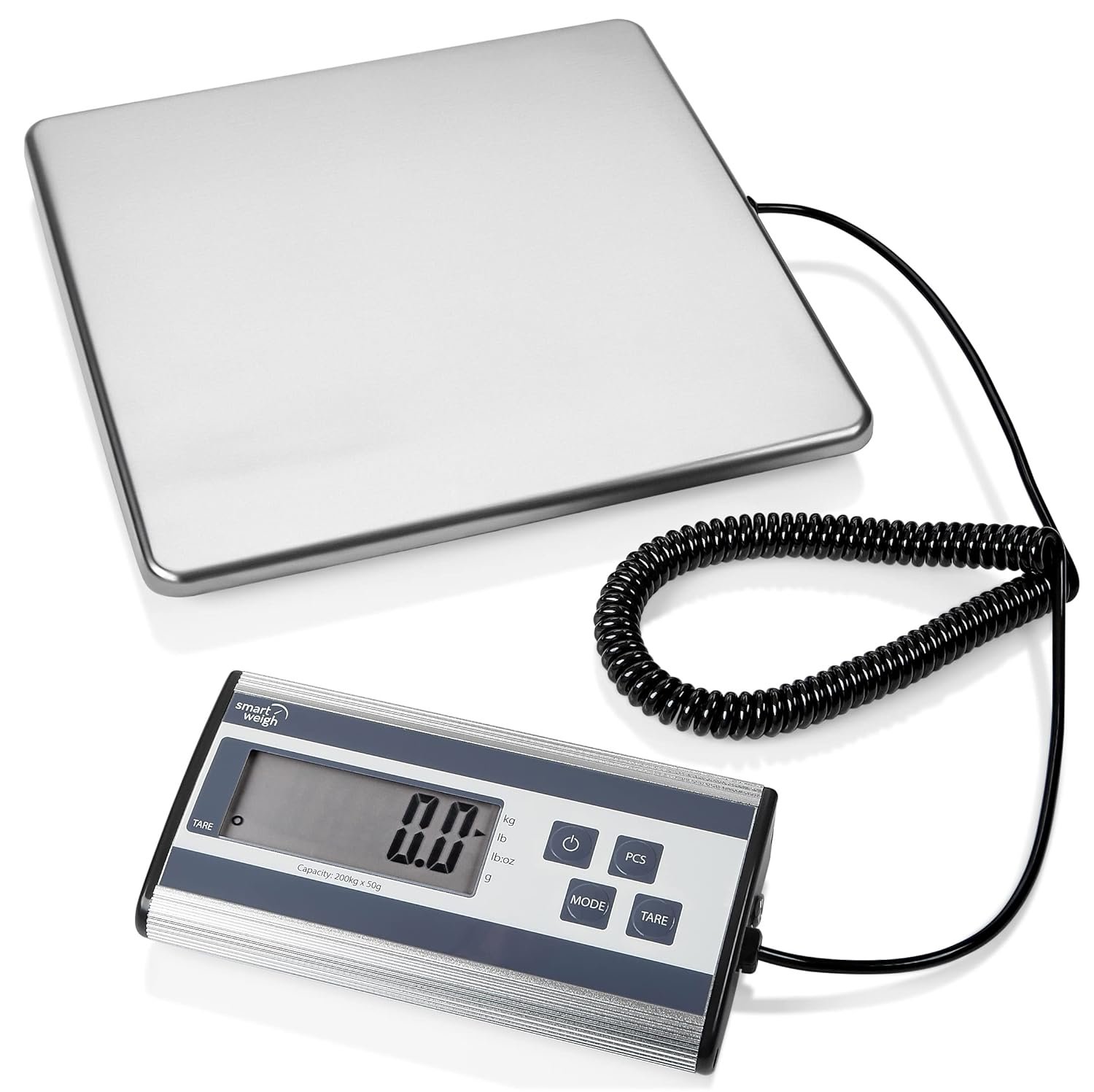Smart Weigh Digital Postal Shipping Scale, Heavy Duty, 440 lb Capacity, 6 oz Readability, Hold & Tare Function, Stainless Steel Platform