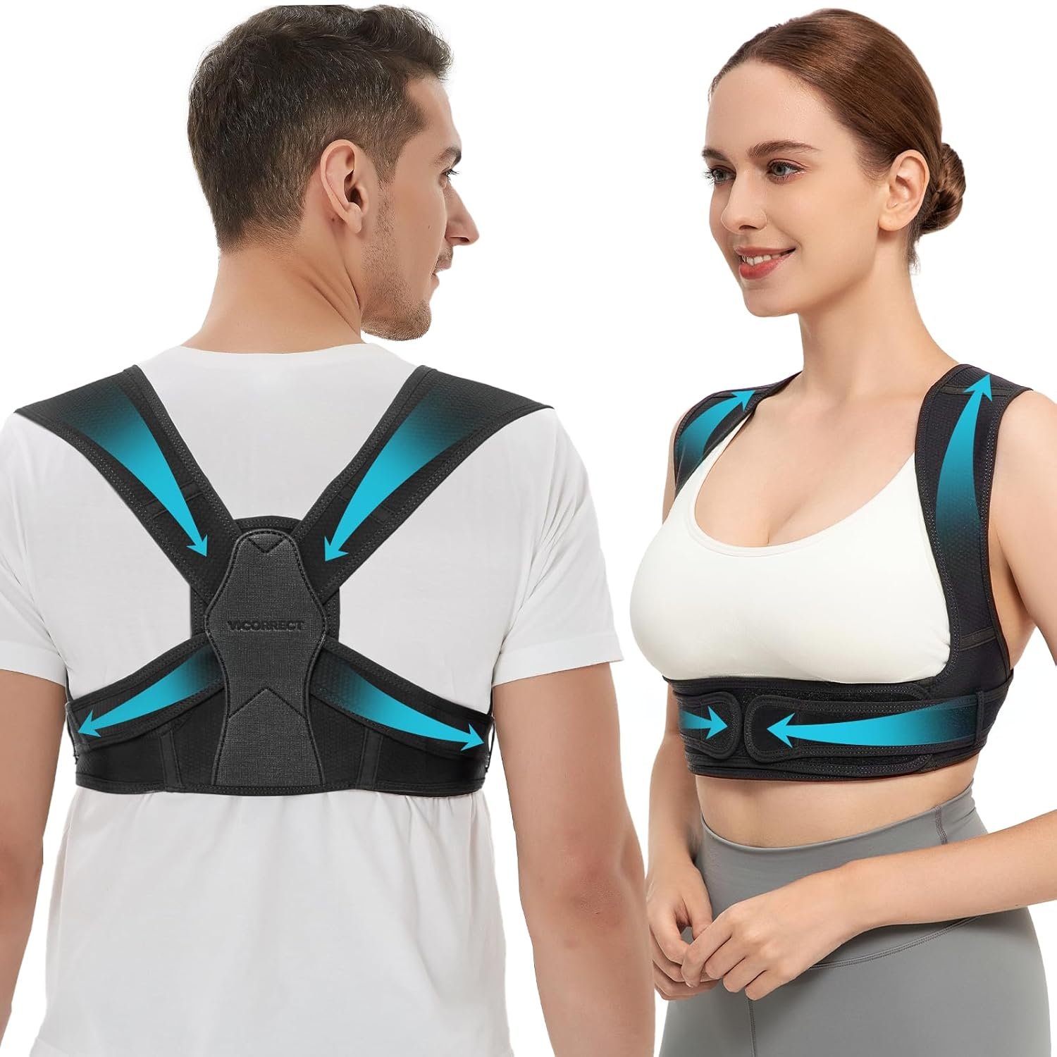 Vicorrect Posture Corrector for Women and Men: Adjustable Upper Back Brace Support – Shoulder Straightener Office Home Use Posture Trainer