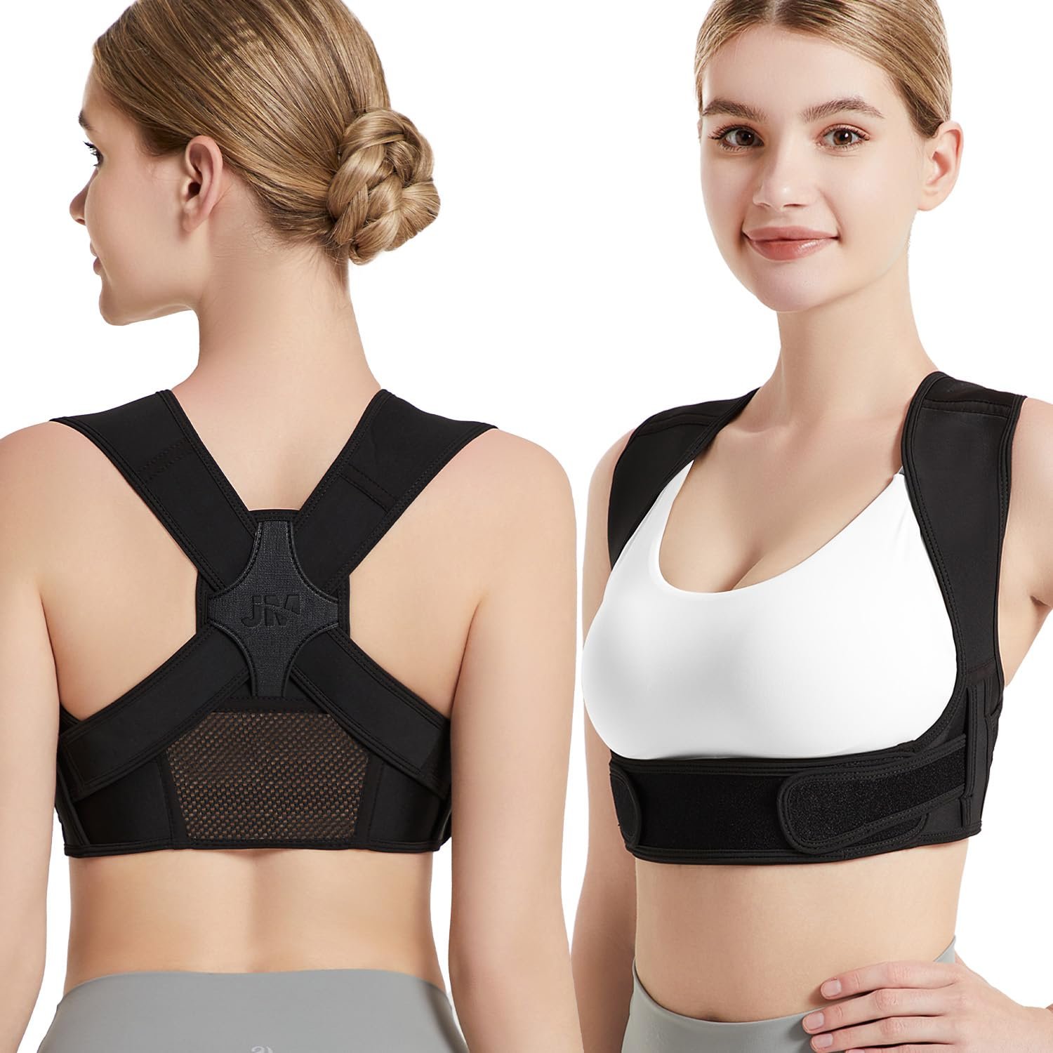 Posture Corrector for Back Support: Adjustable Shoulder Posture Brace for Men and Women (Black, Small/M)