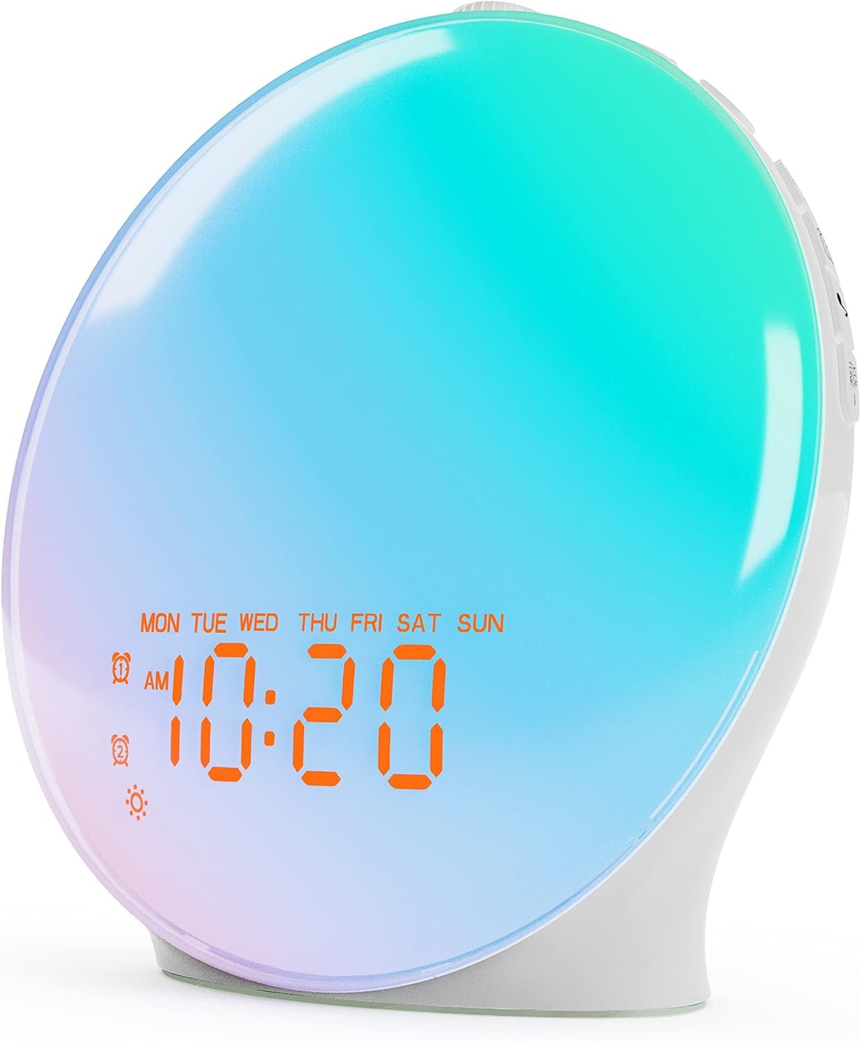 Wake Up Light Sunrise Alarm Clock for Bedroom, 17 Nightlights, Sound Machine with 5W Bluetooth Speaker, 25 Soothing Sounds, SleepTimer, Dual Alarms, FM Radio, Ideal Gift for Baby, Kids, Adults, Senior
