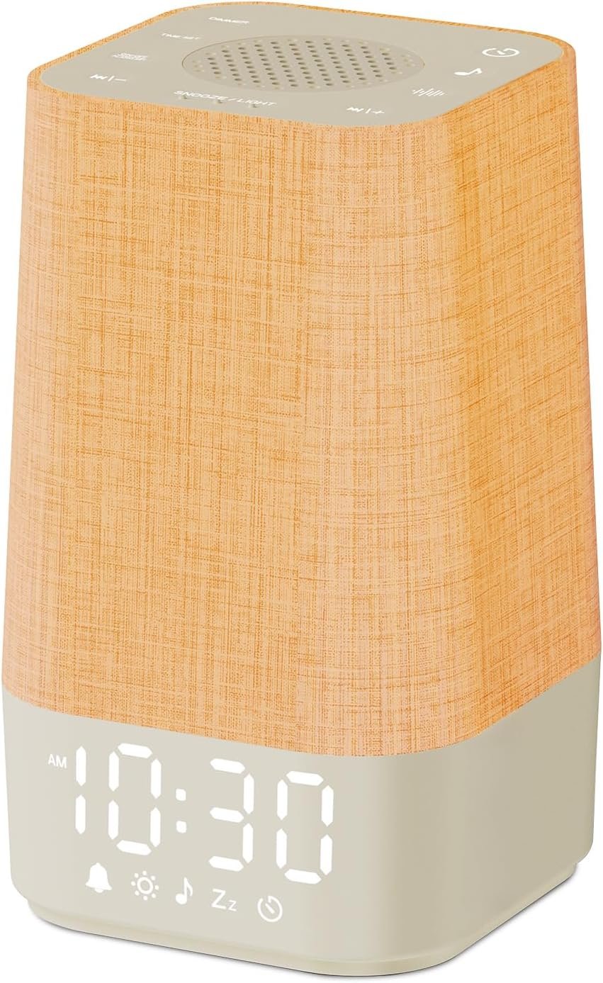 White Noise Sound Machine: 30 Soothing Sounds, Sunrise Alarm Clock for Gentle Wake Up, Adjustable Volume & Night Light, Timer – Easy to Sleep, Relax, Focus