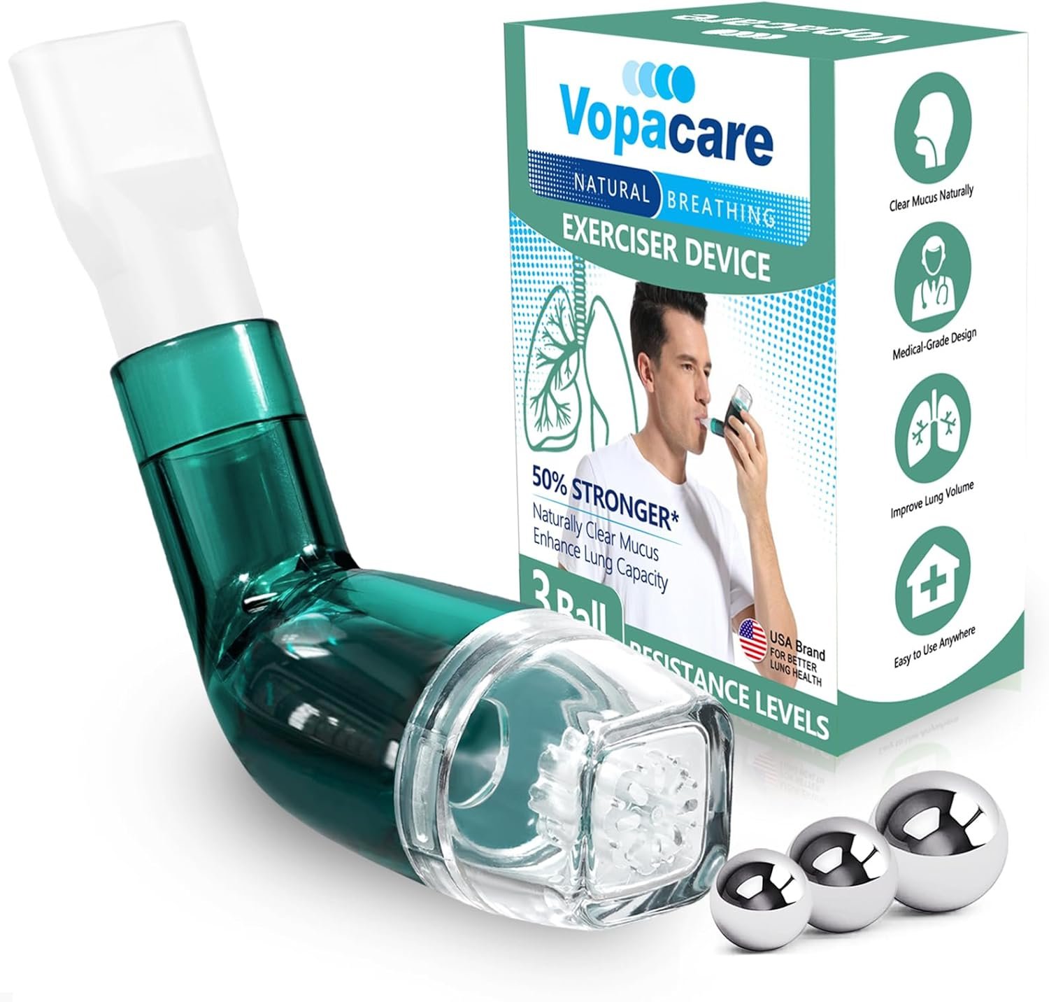 Flutter Valve Breathing Exercise Device for Lungs, Mucus Removal & Lung Strengthening, Adjustable Resistance Expiratory Trainer, Portable Lung Exerciser for Mucus Clearance