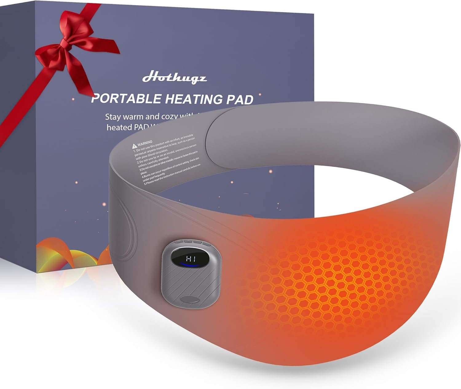 Portable Heating Pad for Period Cramps Relief, Cordless Wearable Menstrual Belt with Heat & Vibration Massage, Rechargeable Fast Heating Abdominal Warmer, Back Pain Cramps Relief Gifts Women Girls