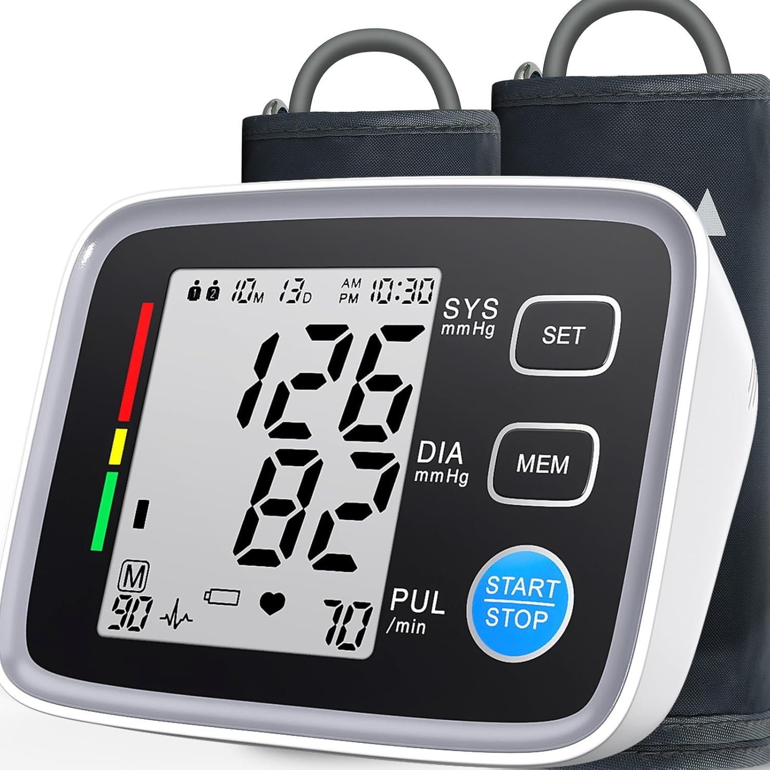 Upper Arm Blood Pressure Monitor for Home Use 2 Cuff Sizes, 9-17” & 13-21”Extra Large BP Cuff Automatic Digital Blood Pressure Machine 2 Users 180 Memories USB Cable 4 AA Batteries