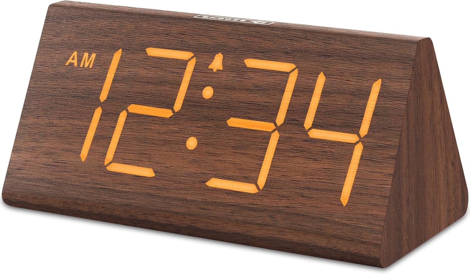 DreamSky Wooden Digital Alarm Clocks for Bedrooms – Electric Desk Clock with Large Numbers, USB Port, Loud Alarm for Heavy Sleepers, Adjustable Volume, Dimmer, Snooze, DST, Wood Décor, Adapter Powered