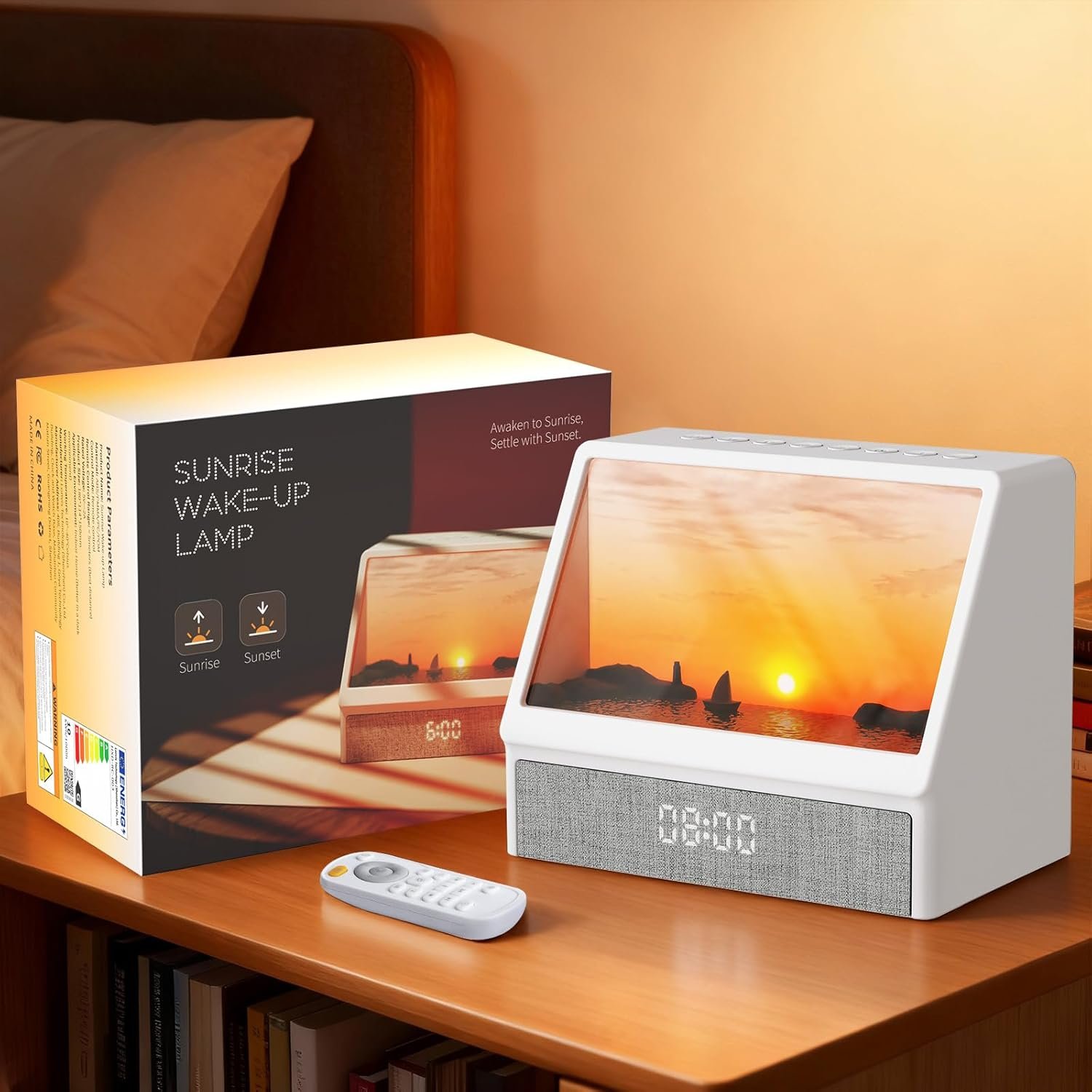 Sunrise Alarm Clock, White Noise Sound Machine for Bedroom, Wake Up Light Sunlight Alarm Clock with Ambient Lights and Bluetooth for Kids Adults and Heavy Sleepers