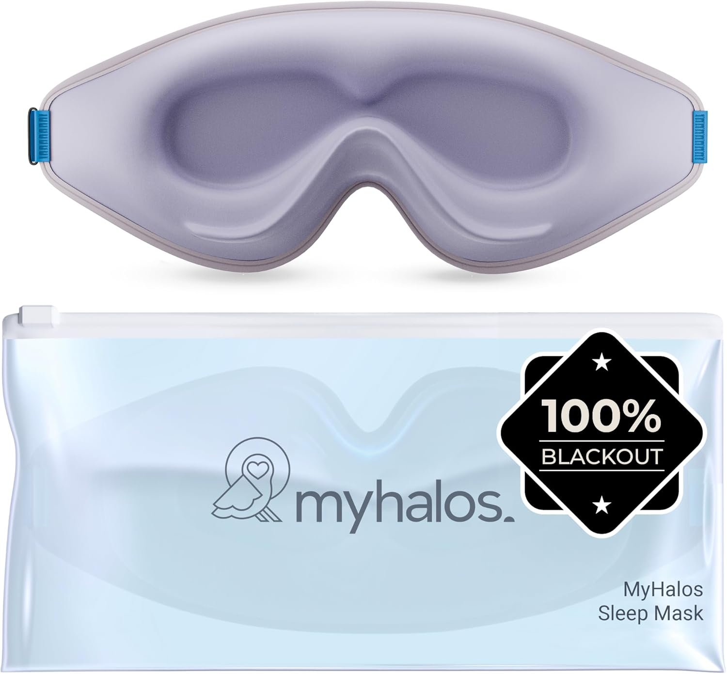 MyHalos® Sleep Mask – 3D Blackout Eye Mask for Women & Men, Side Sleepers, Zero Pressure Memory Foam Eyelash Friendly, Breathable,Award-Winning Sleep Aid for Travel (Lavender, 1 Count (Pack of 1))