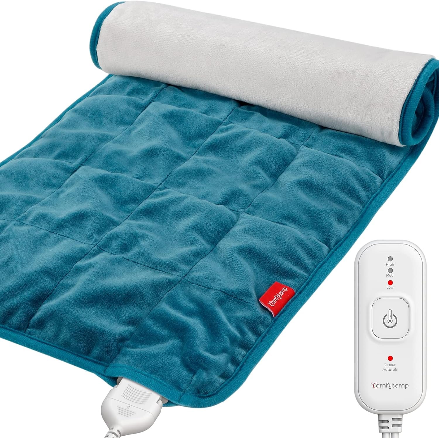 Comfytemp Weighted Heating Pad for Back & Period, FSA Eligible Electric Heat Pad, Valentines Day Birthday Gifts for Mom Dad Women Men, 2.2 lb HSA Approved Neck Shoulder Heated Pad, 2H Auto-Off, 12×24