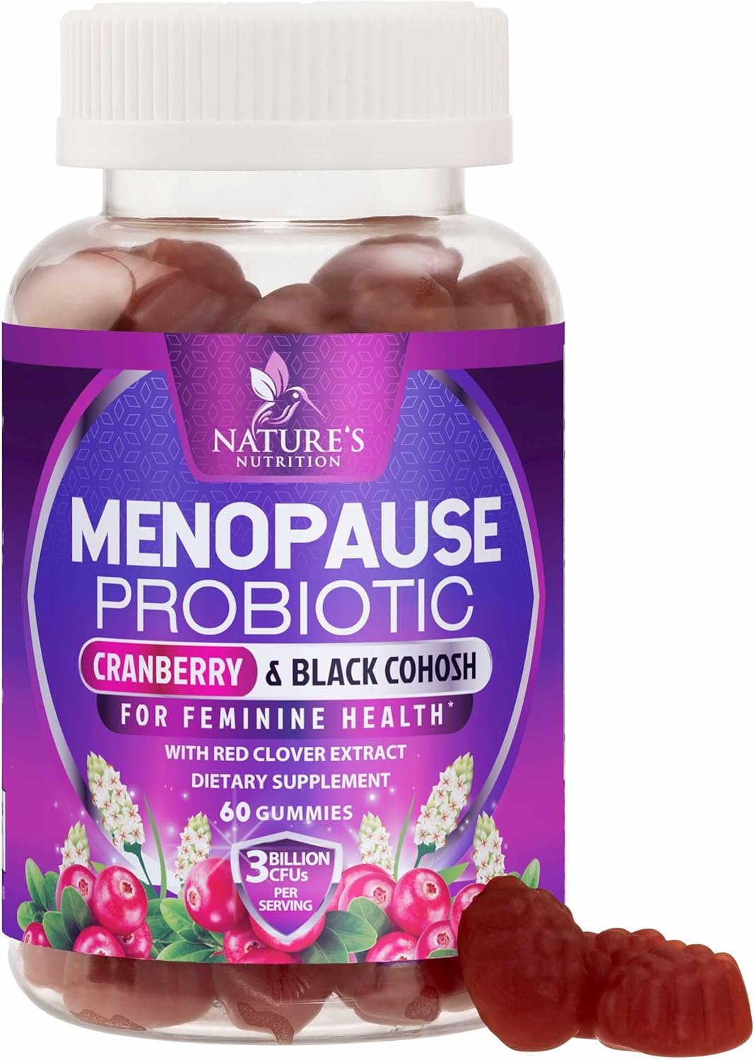 Menopause Supplement Gummies – 3 Billion CFU Women’s Probiotics – Advanced Menopause Relief Formula for Women with Black Cohosh & Red Clover – Mild Hot Flashes & Night Sweats Support – 60 Gummies