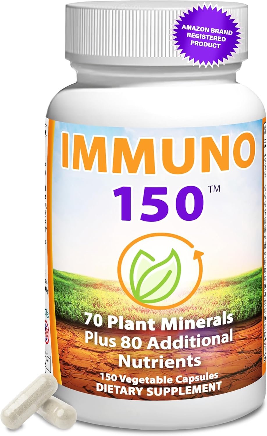 Immuno 150, Immune Support Supplement, Packed with 70 Plant Minerals, 13 Essential Vitamins and 68 Additional Nutrients-150 Vegetable Capsules- Immune Boost for All Age Groups