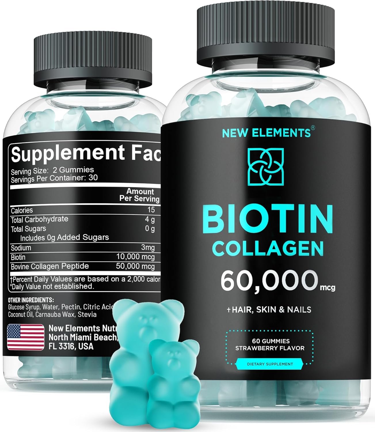 Biotin & Collagen Peptides Gummies – 50,000mcg Collagen + 10,000mcg Biotin | Hair, Skin & Nails Support for Men & Women | Hair Growth, Glowing Skin & Strong Nails | Non-GMO, Chewable, Great-Tasting